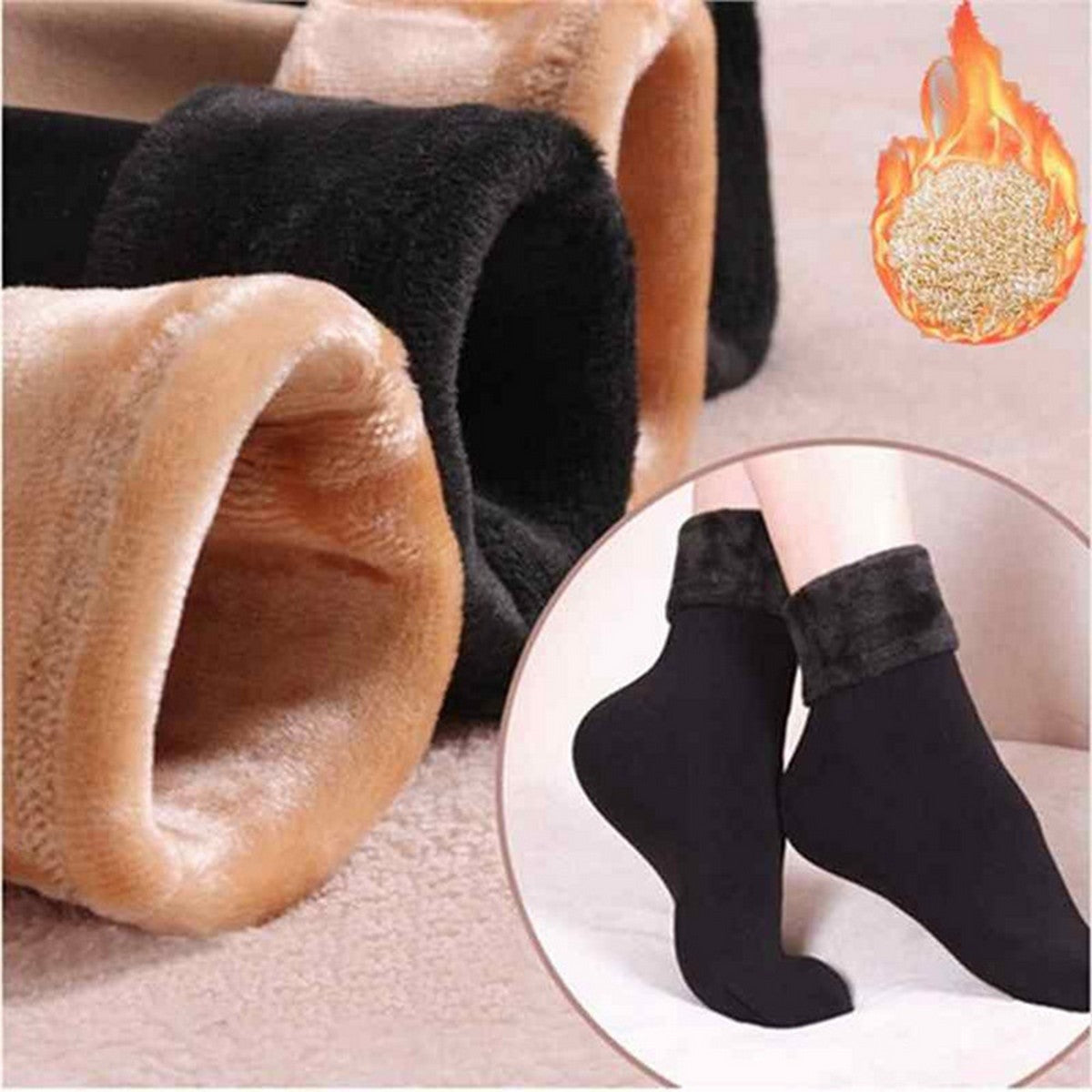 2 Pairs Ladies Velvet Cashmere Warm Socks For Ladiesā Thick Wool Socks for Autumn, Winter, Spring