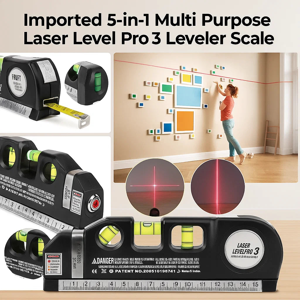 Imported 5 in 1 Multi Purpose Laser Level Pro 3 Leveler Scale