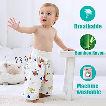 ( Pack of 3 ) Kimi Baby Diaper Skirts Waterproof and Leak-proof Diaper Training Pants Children Cotton Cloth Washable Reusable High Waist Diaper Skirt Pants