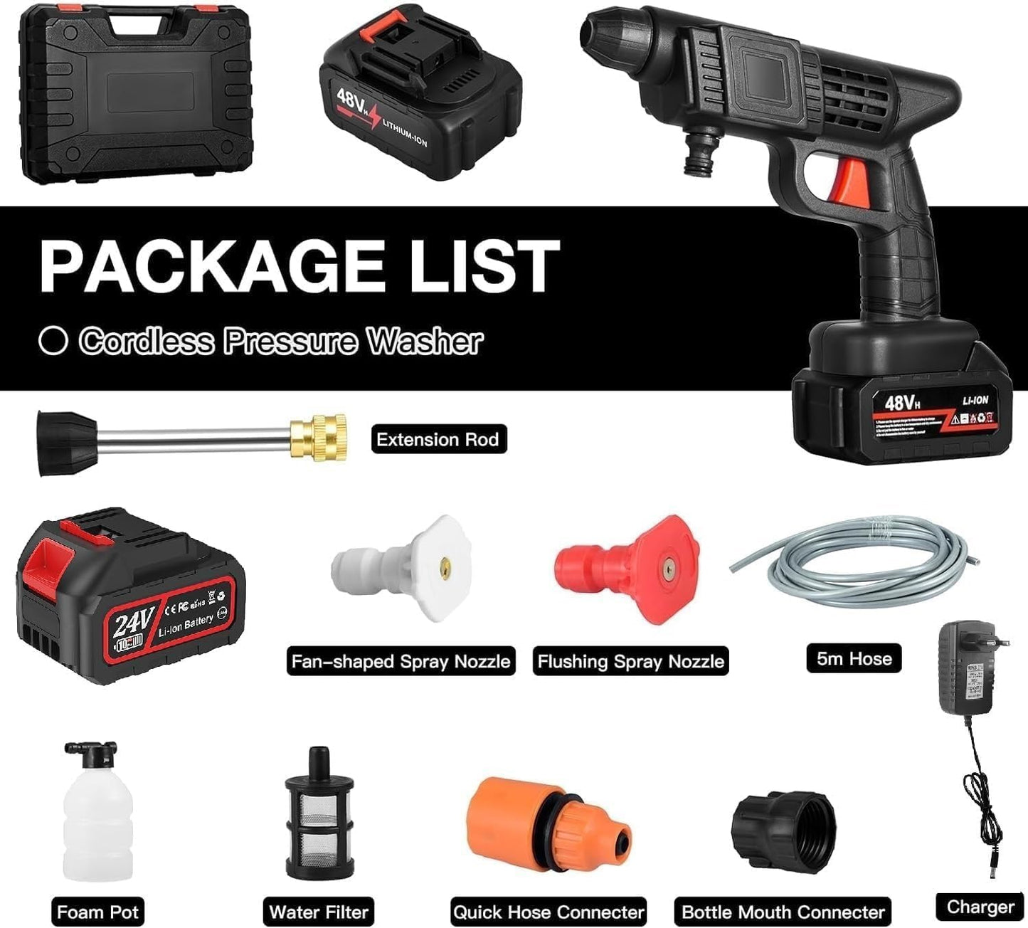 (Free Home Delivery)Rechargeable 48V Portable Car Wash Gun 💦⚡