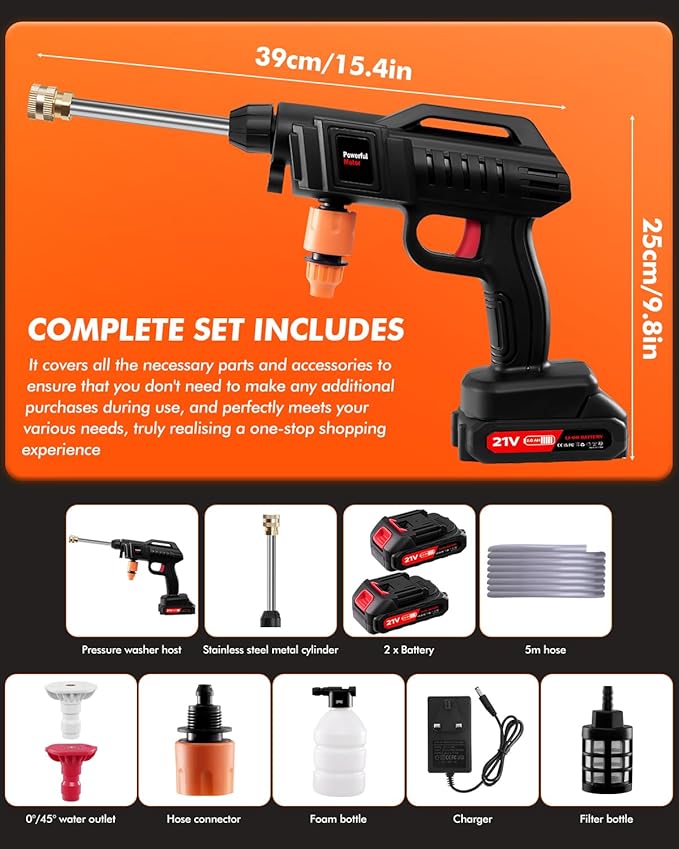 (Free Home Delivery)Rechargeable 48V Portable Car Wash Gun 💦⚡