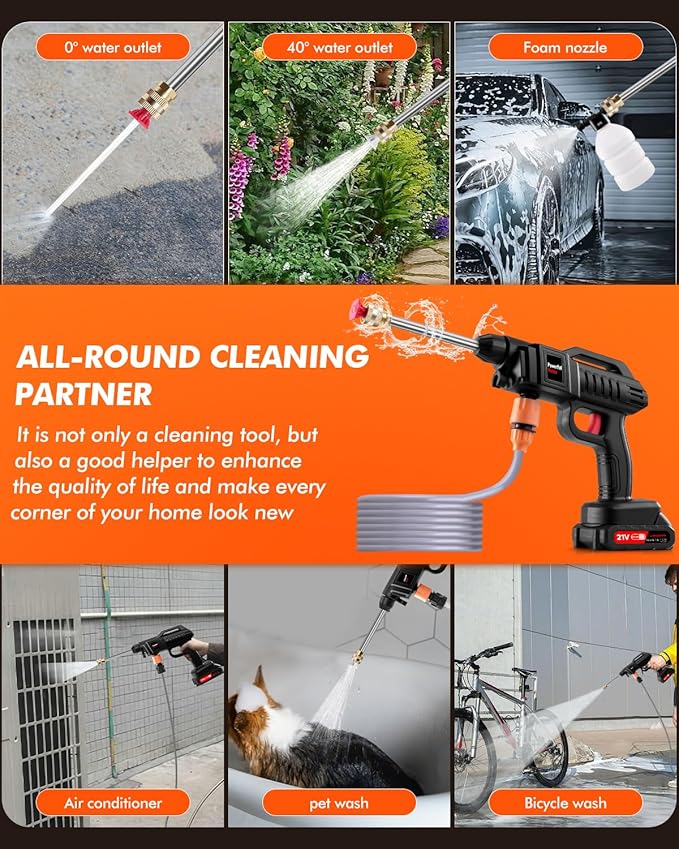 (Free Home Delivery)Rechargeable 48V Portable Car Wash Gun 💦⚡