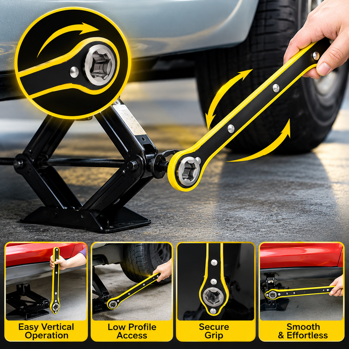 Easy Lift Car Jack Wrench – Quick & Effortless Tyre Changing (Free Home Delivery)