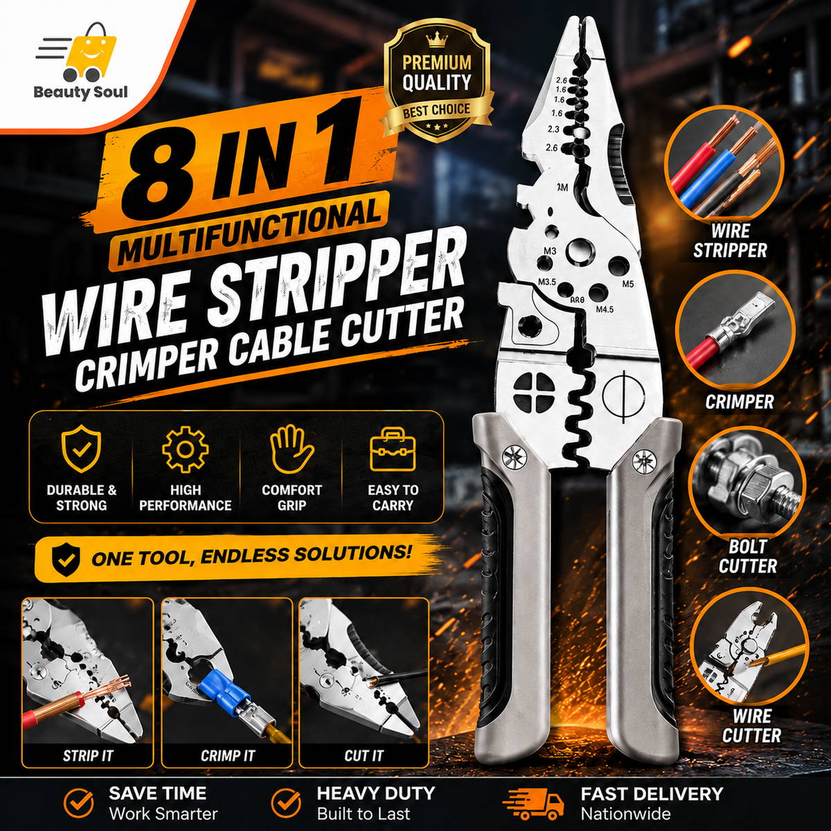 |FREE DELIVERY| Multifunctional Wire Stripper Crimper Cable Cutter