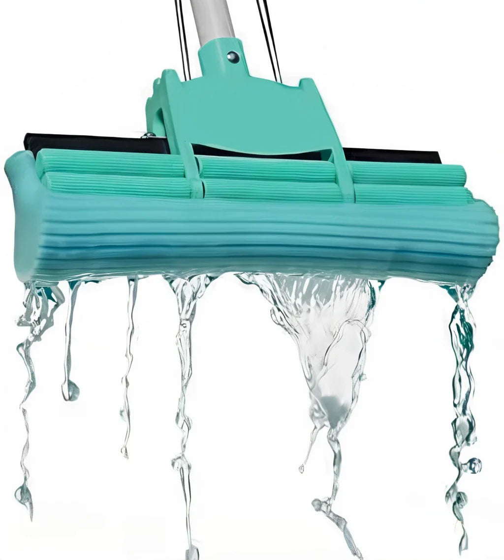 Magic PVA Sponge Mop - Adjustable Squeeze Water Floor Cleaning Mop with Telescopic Handle