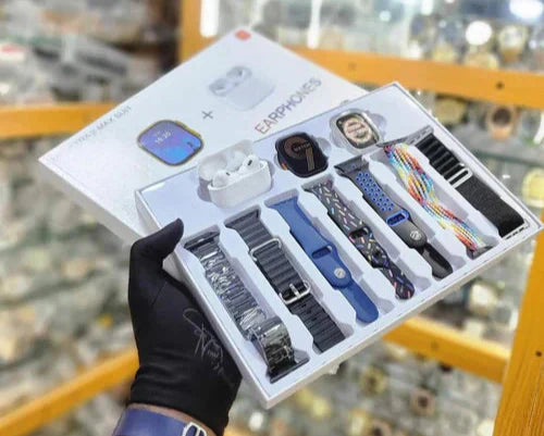I20 Ultra Max Suit - Smartwatch & Airpods Combo with 7 Straps