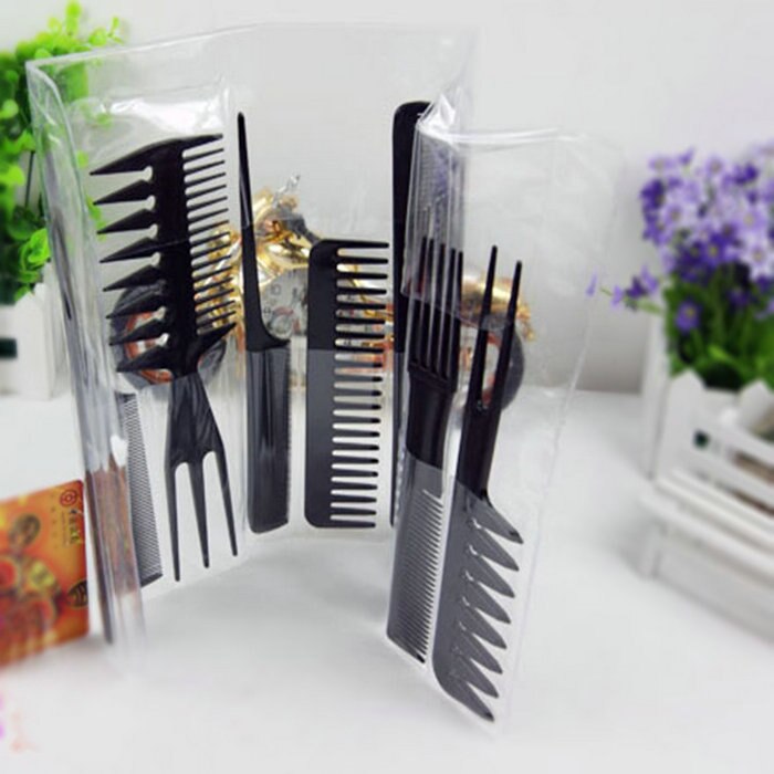 10 pieces Black Professional Combs Hair Salon Hair Styling Barbers Comb Set Kit Rat Tail Comb